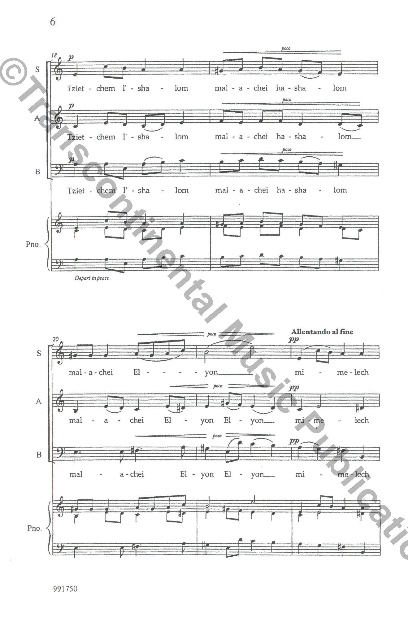 Shalom Aleichem (SATB ) by Israel Goldfarb /